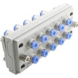 Acoplamiento m&uacute;ltiple SMC KDM - POM/chapa de acero - de -1 a 10 bar - para 10 o 20 conductos de aire comprimido - di&aacute;metro exterior de la manguera de 4 a 8 mm