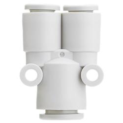 SMC KQ2U Y-type plug-in branch connector &ndash; PBT &ndash; with reducer &ndash; hose outer diameter 1/8" to 1/2" &ndash; pack of 10 &ndash; price per item