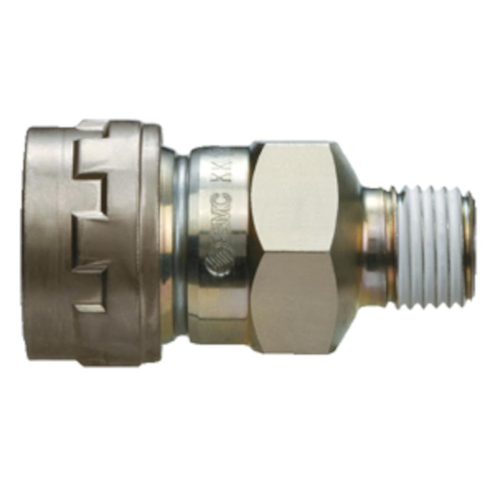 Raccord SMC S-Koppler KK130S-MS - douille &agrave; filetage m&acirc;le - laiton - filetage m&acirc;le R 1/8" &agrave; 1/2" - prix &agrave; l'unit&eacute;