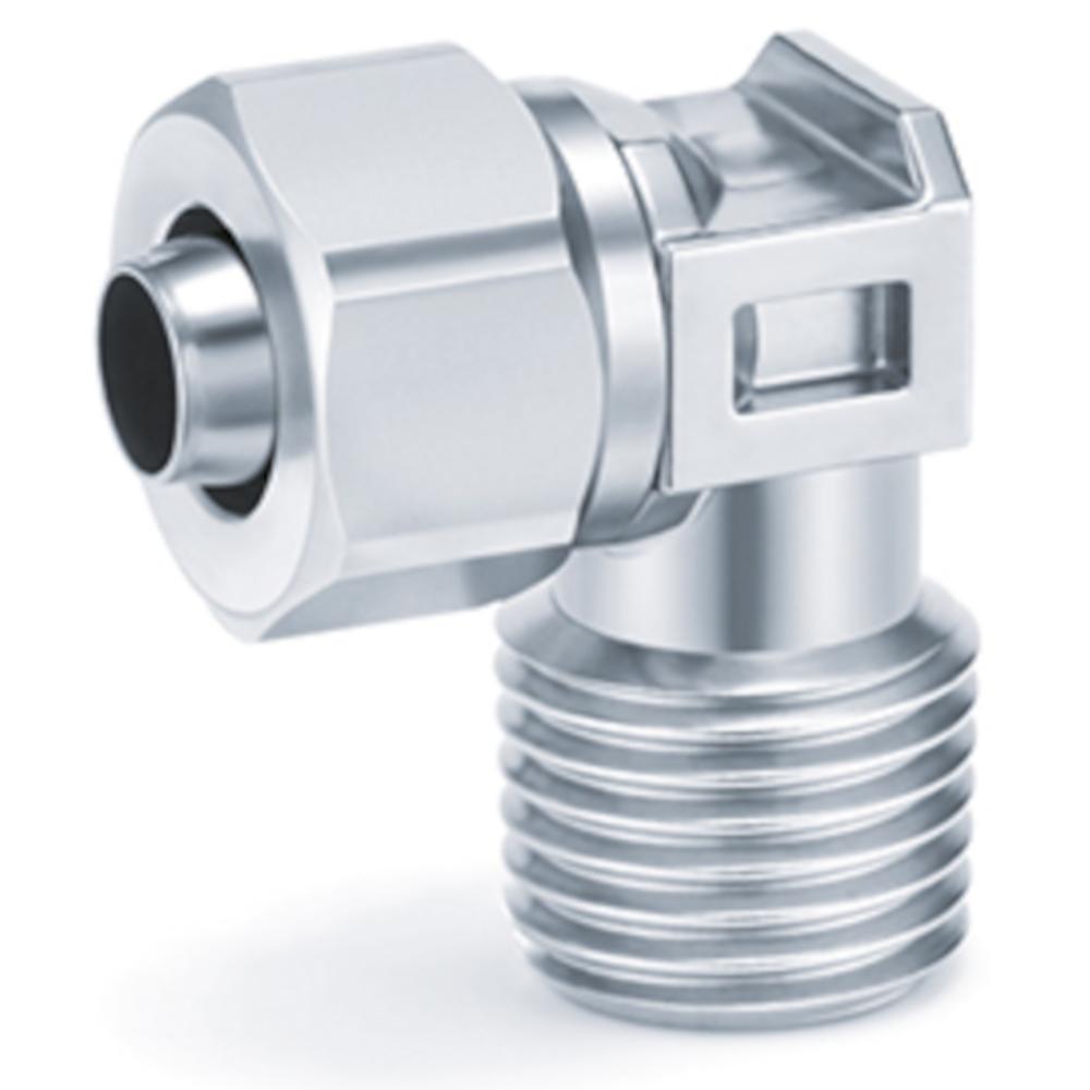 Raccord coud&eacute; &agrave; visser SMC KFG2L - acier inoxydable - avec rev&ecirc;tement de filetage - -1 &agrave; 10 bars - pour la vapeur - &Oslash; de tuyau de 4 &agrave; 16 mm - filetage R - prix &agrave; l'unit&eacute;