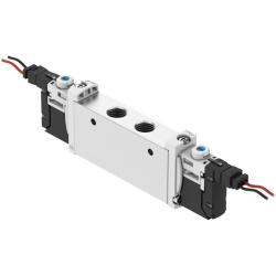 FESTO – zawór elektromagnetyczny VUVG-L14-B52-T-G18-1H2L-W1 – zawór 5/2-drożny, bistabilny – wewnętrzne zasilanie powietrzem sterującym – zawór z mufą G1/8 – z płytą przyłączeniową H2 – cena za sztukę