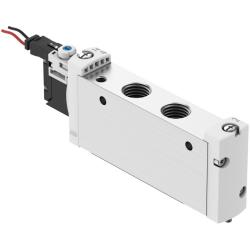 FESTO – zawór elektromagnetyczny VUVG-L18-M52-RT-G14-1H2L-W1 – zawór 5/2-drożny, monostabilny – wewnętrzne zasilanie powietrzem sterującym – sprężyna pneumatyczna/mechaniczna – zawór z mufą G1/4 – z płytą przyłączeniową H2 – cena za sztukę