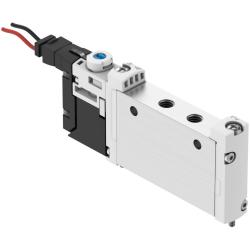 FESTO – zawór elektromagnetyczny VUVG-S10-M52-RT-M5-1H2L-W1 – zawór 5/2-drożny, monostabilny – wewnętrzne zasilanie powietrzem sterującym – sprężyna pneumatyczna/mechaniczna – zawór z półmuffą M5 – z płytą przyłączeniową H2 – cena za sztukę