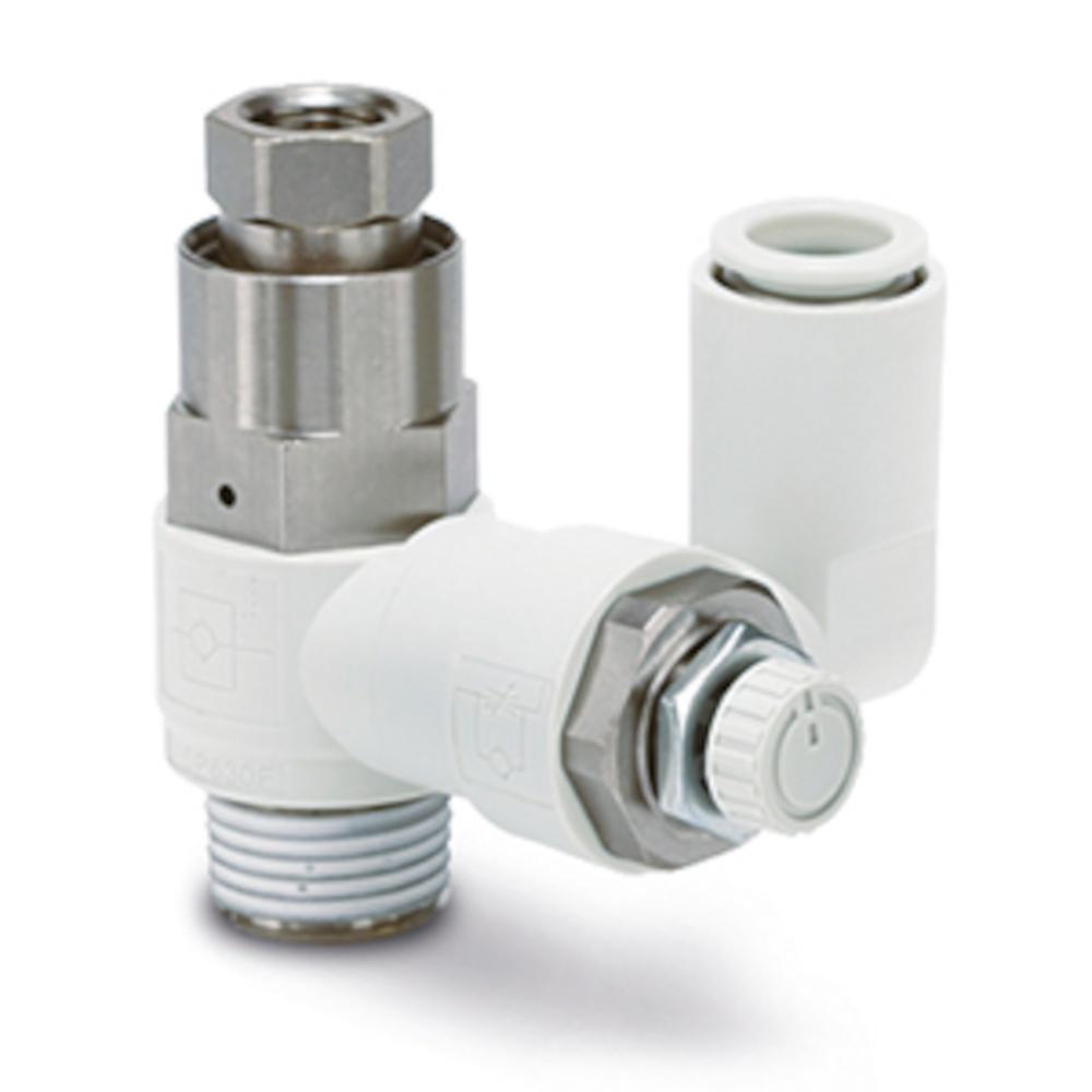 Válvula de retención con válvula piloto ASP - Latón/PBT - Ø de manguera de 6 a 12 mm - R 1/8 pulgada a 1/2 pulgada - Precio por unidad