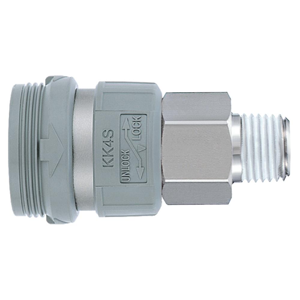 Snelkoppeling met bus - met buitenschroefdraad - buitenschroefdraad M5 tot R 3/4" - bouwgrootte M5 tot 1/2 - VE 5 stuks - prijs per stuk