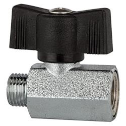 Mini-Kugelhahn - Messing vernickelt - sandgestrahlt - mit Fl&uuml;gelgriff - IG/AG - G 1/4 bis 1/2 - DN 8 oder 10 - PN max. 10 bar - Preis per St&uuml;ck