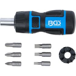 Mini screwdriver bit set &ndash; with ratchet handle &ndash; reversible &ndash; 7-piece