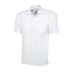 Restos de existencias - Polo - talla L - blanco - 50% PES - 50% CO - lavable a 40°C - muy robusto - cuello reforzado - espalda alargada - "Ultimate"