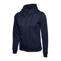Existencias restantes - Sudadera con capucha - talla XXL - azul marino - 50/50% MG, 300 g/m² - para mujer - cremallera del mismo color - bolsillo interior delantero