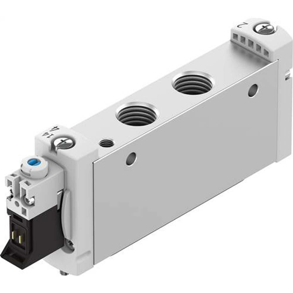FESTO - Magnetventil VUVG-L18-M52-G14-1P3 - 5/2-vägsventil, monostabil - intern/extern pilotluftförsörjning - pneumatisk/mekanisk fjäder - inline-ventil G1/4 - utan elektrisk anslutningsplatta - pris per styck
