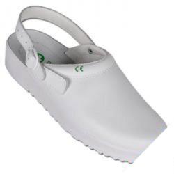 Restos de existencias - Zueco de cuero "Modelo Mary" - Giasco - acolchado - talla 38 - blanco
