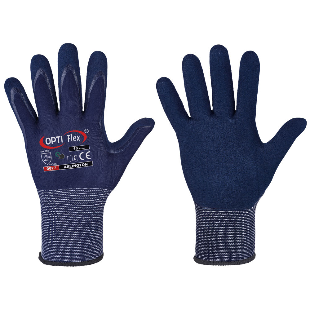 Arlington - Optiflex® - Guantes - Poliamida (nilón) - Espuma de nitrilo - Azul/azul - CAT 2 - Tallas de 6 a 11 pulgadas