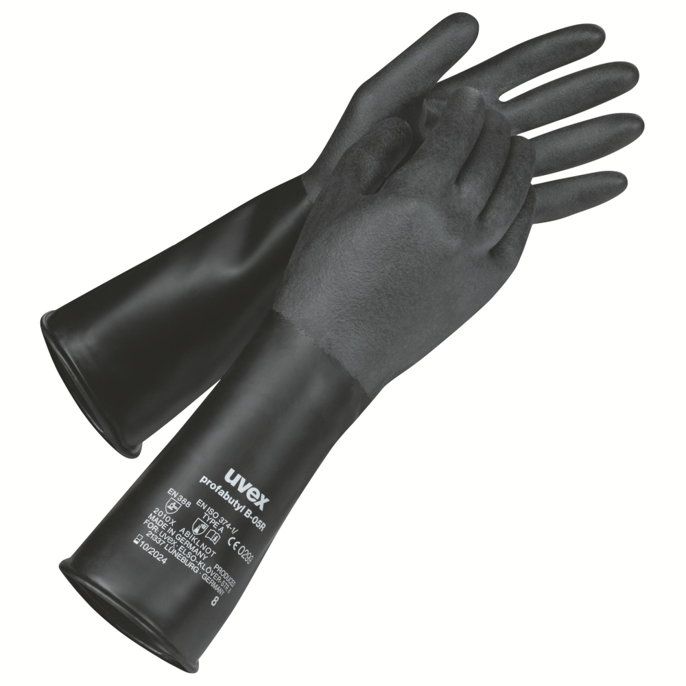 Chemikalienschutzhandschuh - uvex profabutyl B-05R - Butylkautschuk - Gr&ouml;&szlig;e 7 bis 11 - Preis per Paar
