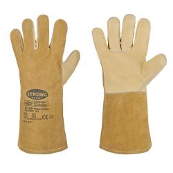Lashandschoen "Welder Profi 4" - rundleer bisquit beige - norm EN 288 - maat 10,5  - lengte ca. 35 cm