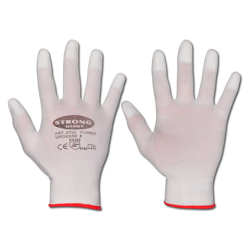 Werkhandschoen "Yumen" - fijn gebreid polyamide  met PU-coating - kleur wit