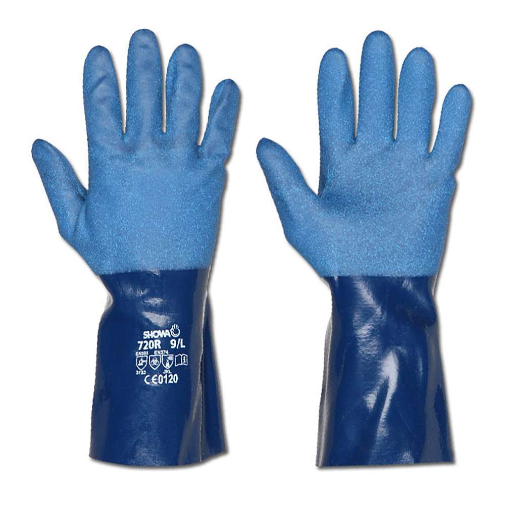 Beschermende handschoen "Showa 720" - nitril, blauw - volledige coating