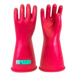 Gants CATU isolants &eacute;lectriquement - latex - int&eacute;rieur couleur naturelle - ext&eacute;rieur rouge - classe 3 - jusqu'&agrave; 26 500 V - tailles 8 &agrave; 11 - prix &agrave; la paire