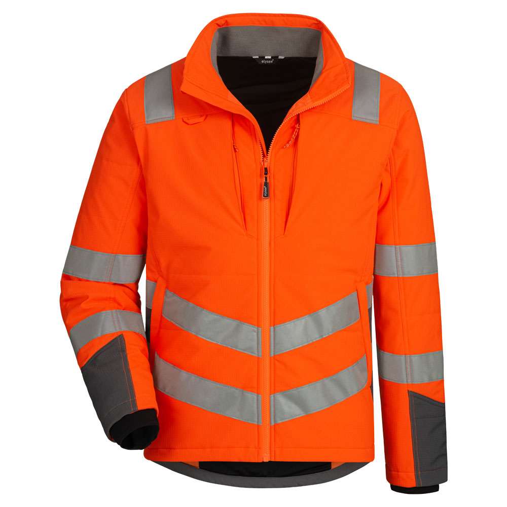 Hoge zichtbaarheid gewatteerde jas "Bechtol" - 100% polyester - Kleur oranje/grijs - Maten XS-4XL