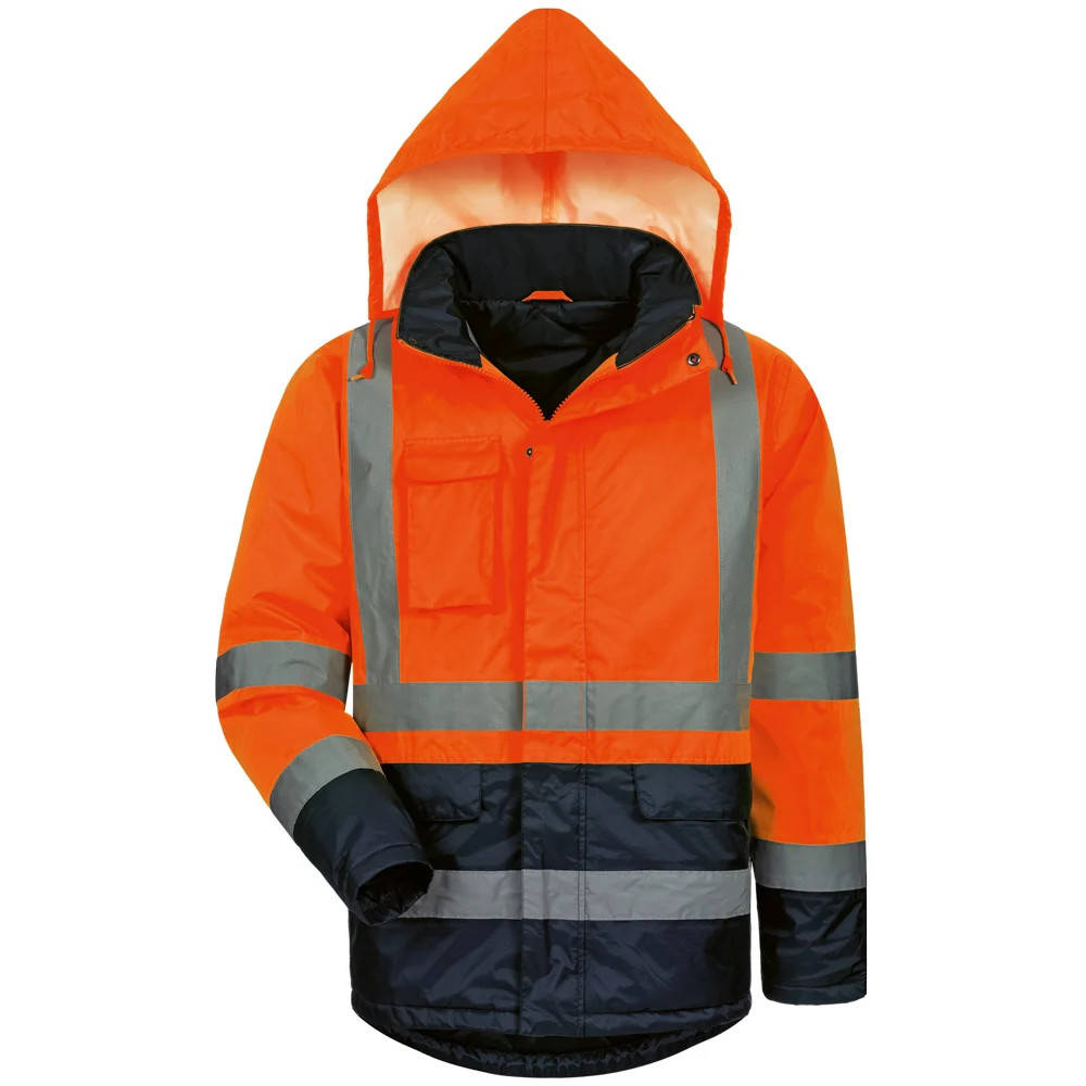 Hoge zichtbaarheid parka "Stefan" - maat S tot XXXL - fluorescerend oranje/marineblauw - EN ISO 20471 klasse 3 - EN 343 - ademend, wind- en waterdicht