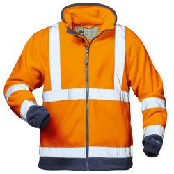 Hoge zichtbaarheid fleecejas "Benedikt" - maat S tot XXXL - fluorescerend oranje/marineblauw - EN ISO 20471 klasse 3 - robuuste polar fleece