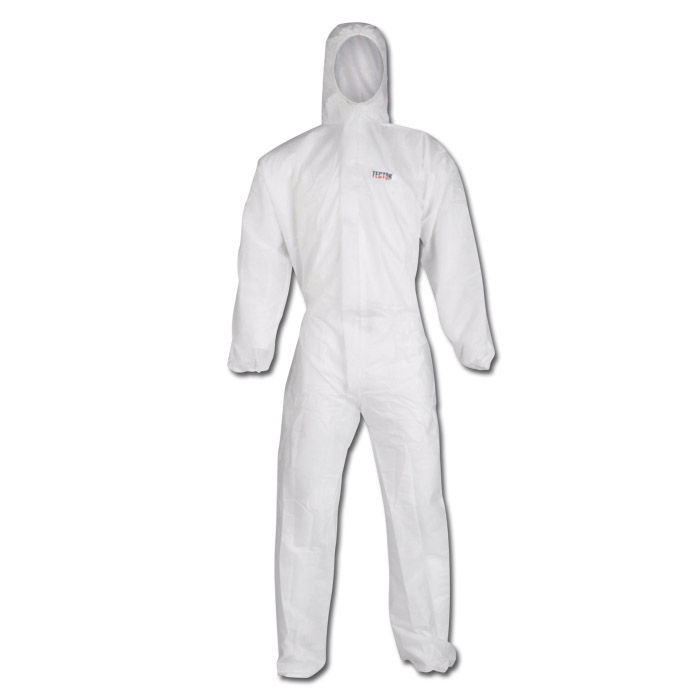 SMS engangs overall - lamineret 3-lags polypropylen - hvid - PPE kategori 3