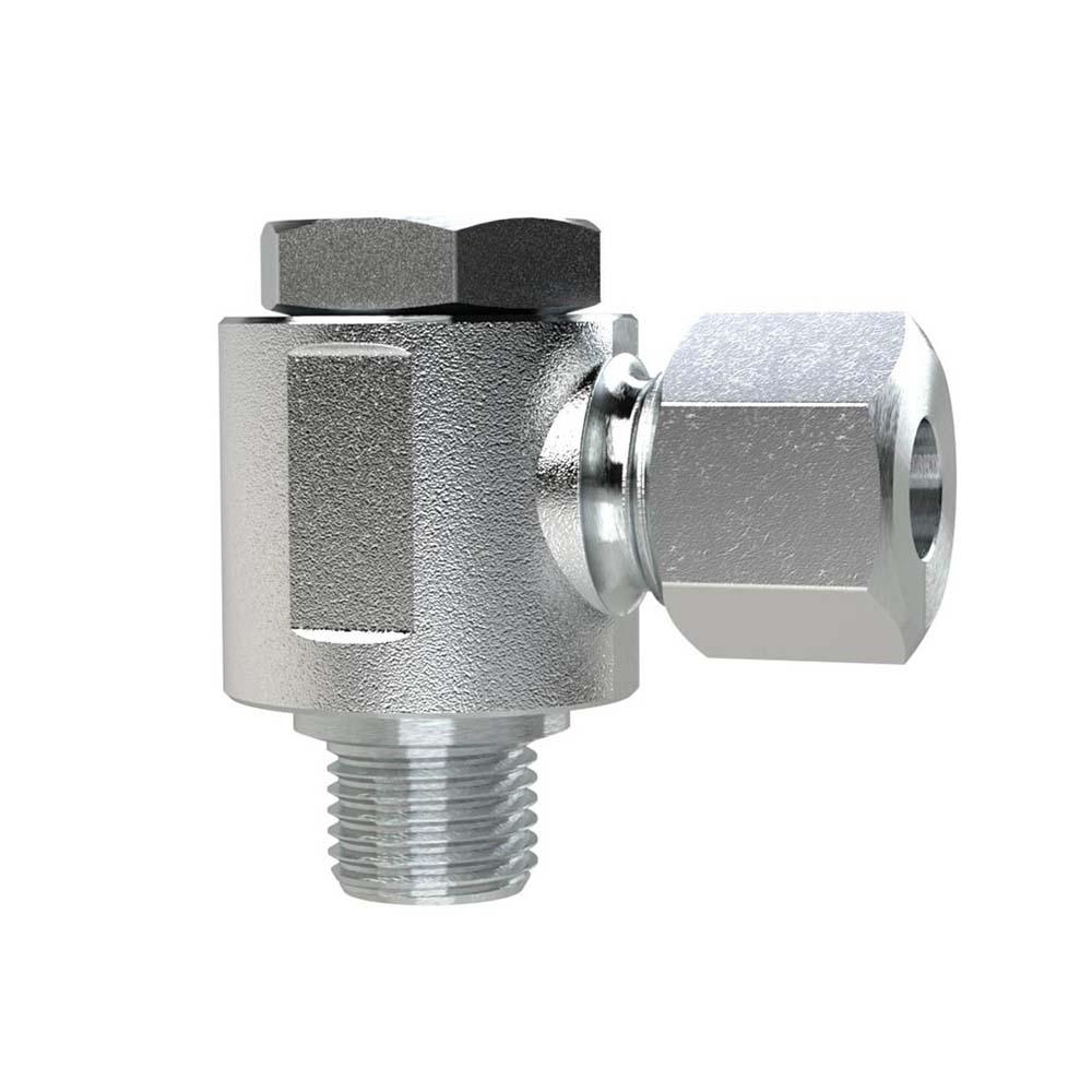 Zwenkbare haakse schroefverbinding - verzinkt staal - M10x1,0 tot M33x2,0 - buisbuitendiameter 6 mm tot 28 mm