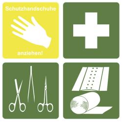 Pictogram eerste hulp 4 motieven, blok 70 x 70 mm
