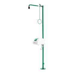 Doccia di emergenza per il corpo - ClassicLine o PremiumLine - con doccia per occhi/viso - con vasca di raccolta e copertura - per montaggio a pavimento