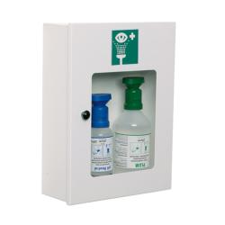 Wall-mounted unit with 2 rinse bottles &ndash; for rinsing eyes, skin and wounds &ndash; various designs &ndash; in accordance with DIN EN 15154-4:2009 &ndash; price per unit