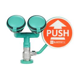 Ducha de ojos de seguridad ClassicLine con dos cabezales de ducha de 45&deg; - acero inoxidable, pl&aacute;stico - conexi&oacute;n de agua de 1/2 pulgada (rosca interior) - para montaje en mesa - precio por unidad