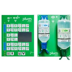 Station murale Plum DUO avec 2 solutions de rin&ccedil;age -  1 x 500 ml de solution au pH neutre et 1 x 1 000 ml de solution de rin&ccedil;age - pour les yeux, la peau et les plaies