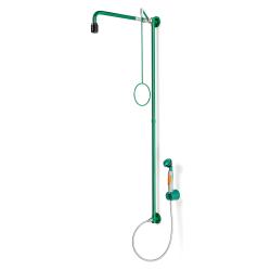 Combinaci&oacute;n de ducha de emergencia con ducha manual para ojos, para montaje en pared, a la vista.