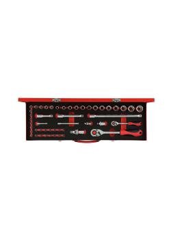 GEDORE red socket sett - krom vanadium stål - 1/4 tommer og 1/2 tommer - 49 stk