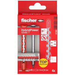 fischer HybridPower 10 x 90 T - Borrdiameter 10 mm - Tappl&auml;ngd 90 mm - F&ouml;rs&auml;nkt skruv 7,0 x 87 mm - 4-pack - Pris per f&ouml;rpackning