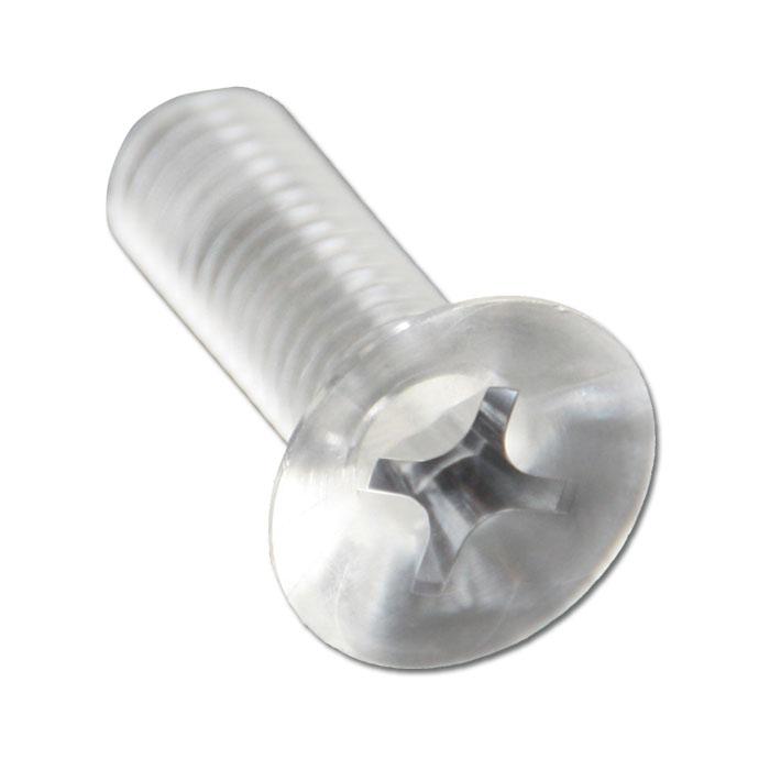 Senkschrauben - Transparent - mit Kreuzschlitz - Polycarbonat PC glasklar - M 2 x 3,3 bis M 8 x 30 mm