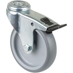 Apparaat-zwenkwiel met rem - gat aan de achterzijde - thermoplastisch wiel - wiel-&Oslash; 100 mm - bouwhoogte 121 mm - draagvermogen 90 kg - prijs per stuk