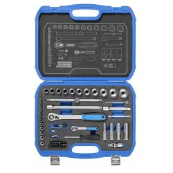Gedore dopsleutelset - aandrijfvierkant 1/4 en 1/2 '' - incl. omschakelbare ratel, dopsleutels en bits