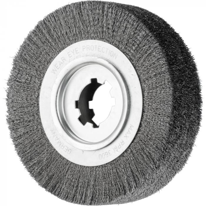 PFERD rund børste RBU - uvedhæftet - ståltråd - udvendig-ø 250 mm - beskæringsbredde 100 mm - boring-ø 50,8 mm - beskæring af materiale-ø 0,20 til 0,50 mm