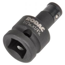 Adaptador de puntas "CR-MO" - redonda de 1/2" a cuadrada de 1/4" - longitud 46 mm