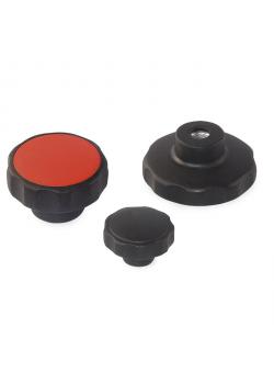 En stjerne Grips - med monterede mor - Ø 32,5 og 55 mm - M 6 og M 8 - sort