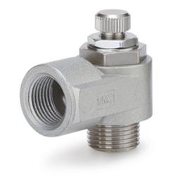 Drosselrückschlagventil Winkel AS*2*0-S - Messing - PTFE-beschichtet - max. 10 bar - Kolben-Ø 20 bis 100 mm - Gewinde R/Rc 1/8 bis 1/2 - Preis per Stück