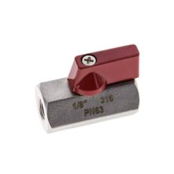 Mini-vanne &agrave; boisseau sph&eacute;rique Eco-Line - acier inoxydable - poign&eacute;e &agrave; levier unilat&eacute;rale - filetage femelle 1/8" sur filetage femelle 1/8" - DN 7 - PN 0 &agrave; 63
