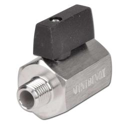 Mini-kogelkraan - roestvrij staal - enkelzijdige knevelgreep - IG/AG G 1/8" tot G 1/2" - DN 6 tot 10 - PN -0,9 tot 25