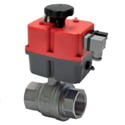 Válvula de bola - Latón niquelado - Accionamiento eléctrico - Tiempo de maniobra 140 seg - Rosca interior G 1 1/2" - DN 38 - PN -0,9 a 40