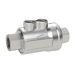 Zawór współosiowy – sterowany pneumatycznie – podwójnego działania – mosiądz niklowany – Rp 1 1/2" – DN 40 – ciśnienie sterujące od 3 do 8 barów