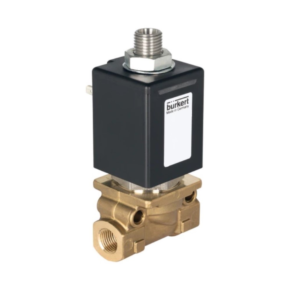 3/2-weg magneetventiel - type 0355 - messing - neutrale media - IG G 3/8"  en G 1/4" - stroomloos gesloten - PN 0 tot 70