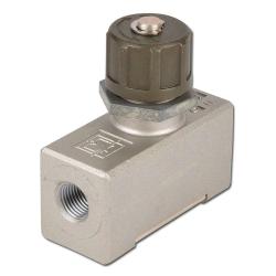 Etrangleur de débit - MS - jusqu'à 1670l/min - G 1/4" à 1/2" - nick. - avec