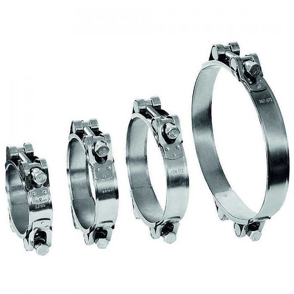 Abrazadera de perno articulado GEMI GBS 2 piezas - Rango de sujeción-Ø 80 a 465 mm - Acero inoxidable 1.4401 - Anchura 30 mm