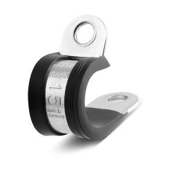 Collier de fixation avec insert en caoutchouc - acier galvanisé - largeur 12 mm - plage de serrage Ø 5 à 30 mm