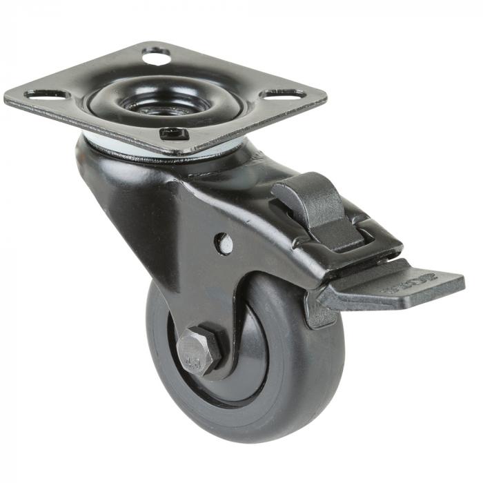 Roulette pivotante d'appareil avec blocage total - fourche en t&ocirc;le d'acier - roue &Oslash; 50 mm - hauteur de construction 73 mm - force 50 kg